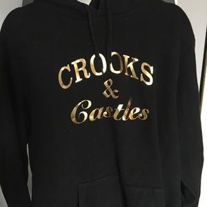 Crooks and Castles gold lettering hoodie